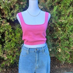 Women’s Zara Pink Ribbed Square Neck Crop Top size M